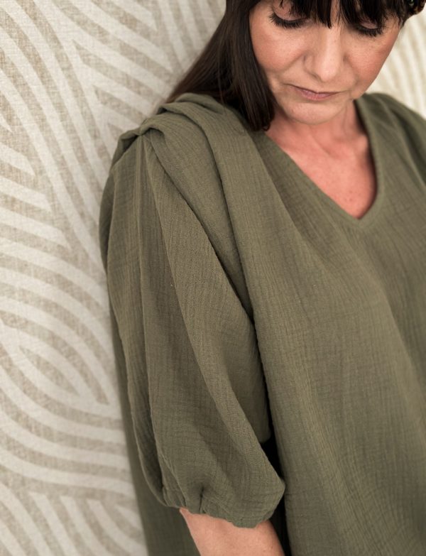 MUSSELIN BLUSE "MUJERA" KHAKIA