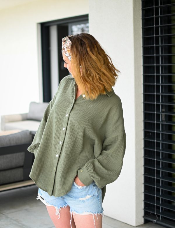 Musselin Hemd Cancuna Corta Khakia